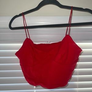 Red cami top garage